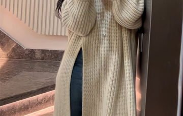 Lazy Wind Solid Color Long Sweater Dress (1)