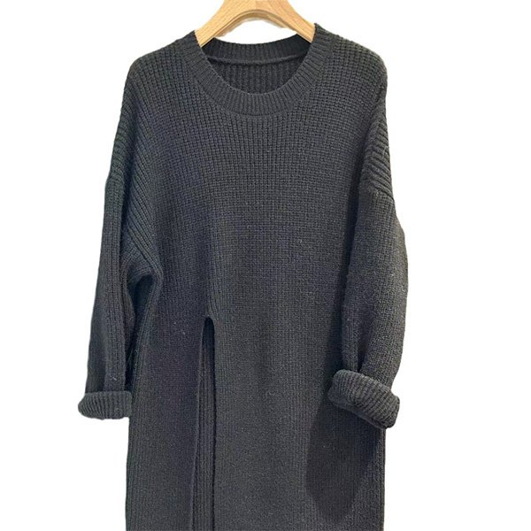 Lazy Wind Solid Color Long Sweater Dress 4