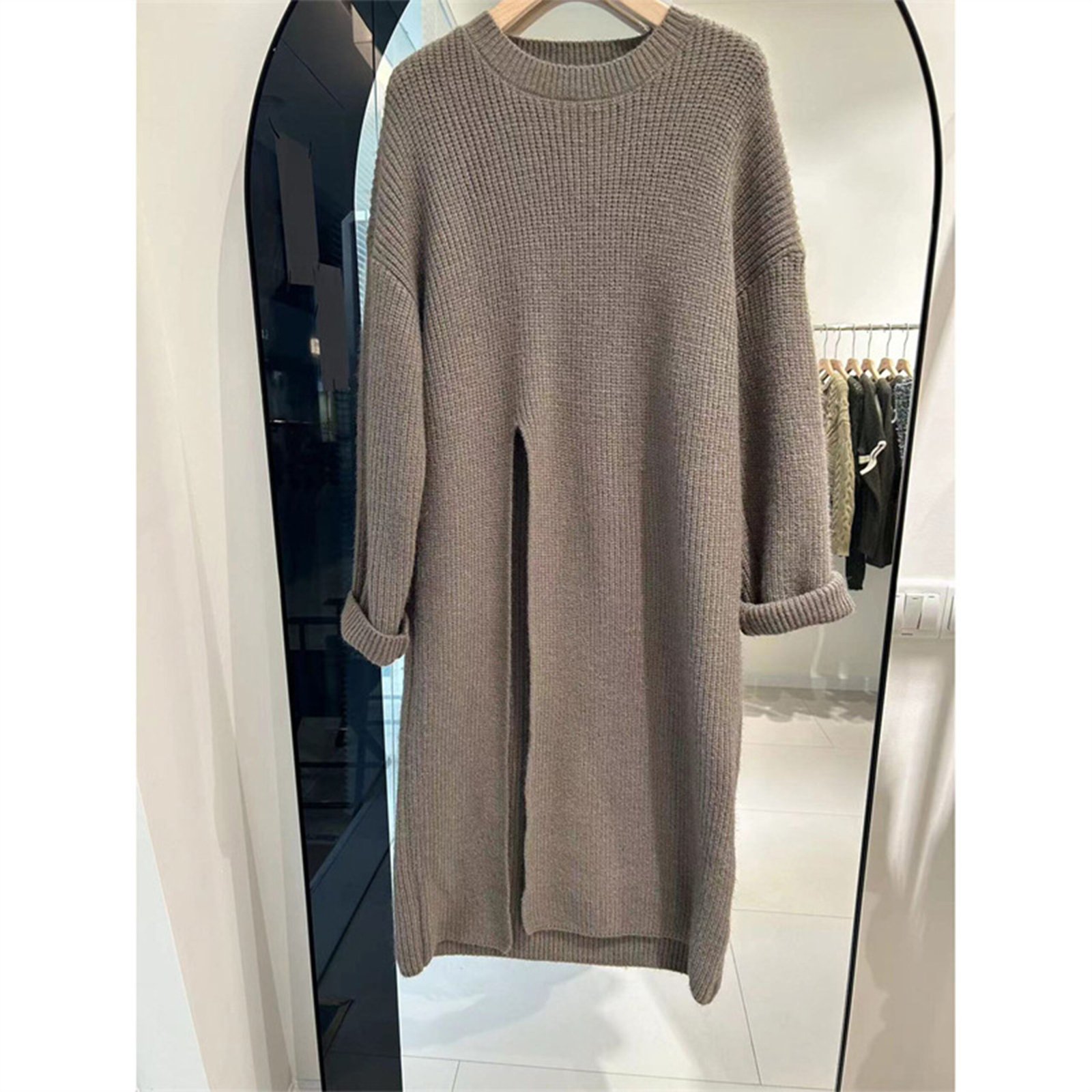 Lazy Wind Solid Color Long Sweater Dress 5 scaled