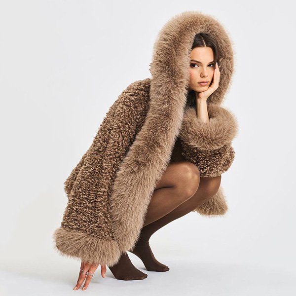 Miss Circle Faux Shearling Kali Coat in Brown 3 Miss Circle Faux Shearling Kali Coat in Brown - Image 3