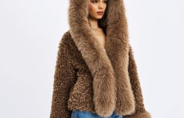 Miss Circle Faux Shearling Kali Coat in Brown (9)