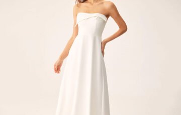 White Strapless Pleated Maxi Dress (1)