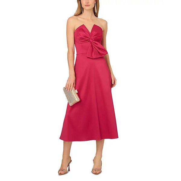 Aidan Mattox Bow Bodice Dress-Faded Azalea