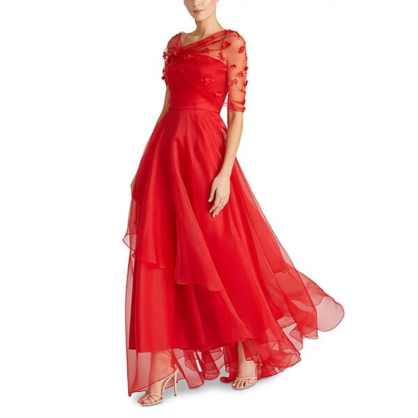 Theia Atlas Shawl Gown