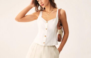 White Cut Out Button Tank Top (4)