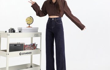Fleece-Lined Thickened Straight Jeans for Women (2)