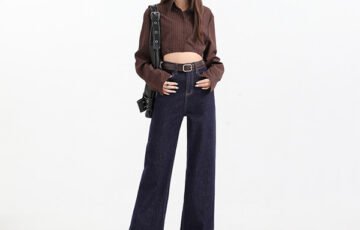 Fleece-Lined Thickened Straight Jeans for Women (4)