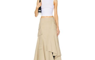 L'Academie Cargo Midi Skirt-Khaki (1)