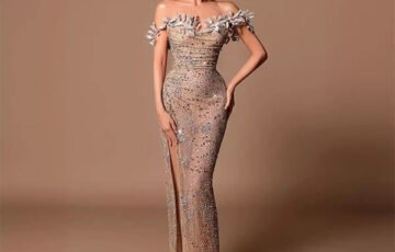Fashion Off-Shoulder Strapless Slit Dress (1)