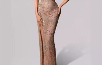 Fashion Off-Shoulder Strapless Slit Dress (2)