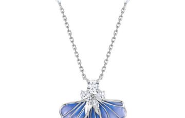 S925 Silver Blue Iris Enamel Necklace (2)