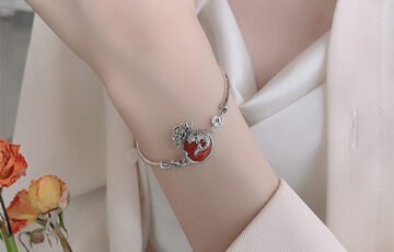 S925 Silver Red Agate Koi Lucky Bag Bracelet (1)
