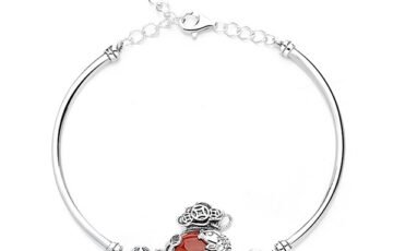 S925 Silver Red Agate Koi Lucky Bag Bracelet (5)
