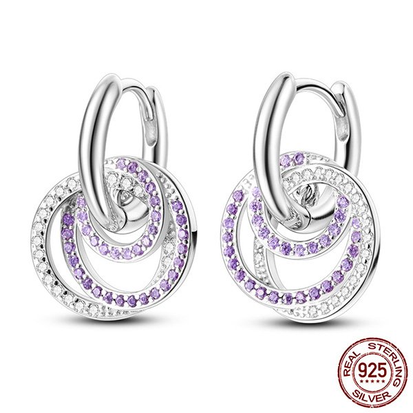S925 Sterling Silver Colored Heart Hoop Earrings 10