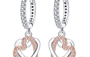 S925 Sterling Silver Colored Heart Hoop Earrings (48)