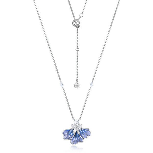 Flower Necklace - Violet Enamel 925 Silver