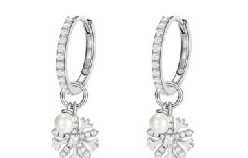 Snowflake Pearl Earrings S925 Silver Double Wear (2)