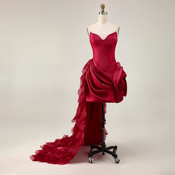 Burgundy Ruffled Homecoming Dress