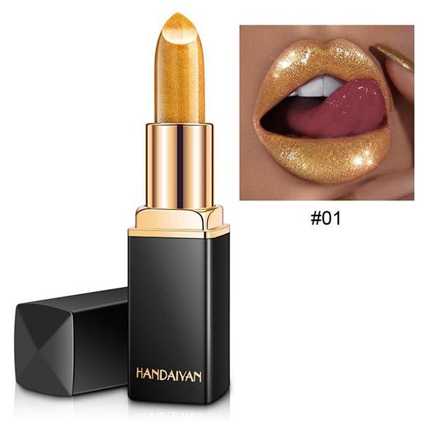 Metallic Lipstick HANDAIYAN Pearl Gold with shimmer powder