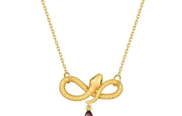 S925 Zodiac Snake Garnet Necklace (1)