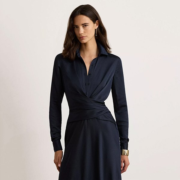 Charmeuse Gown - Pleated Button Up