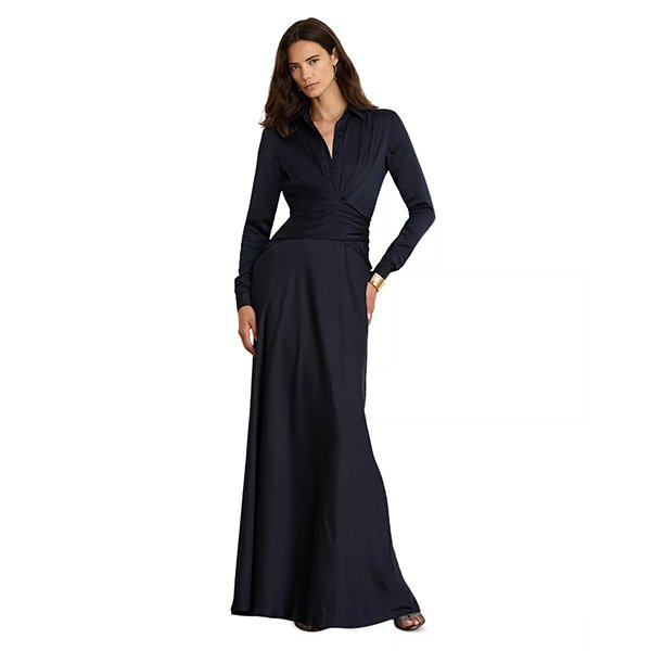 Charmeuse Gown - Pleated Button Up