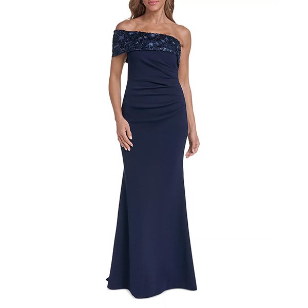 One Shoulder Gown - Side Pleat