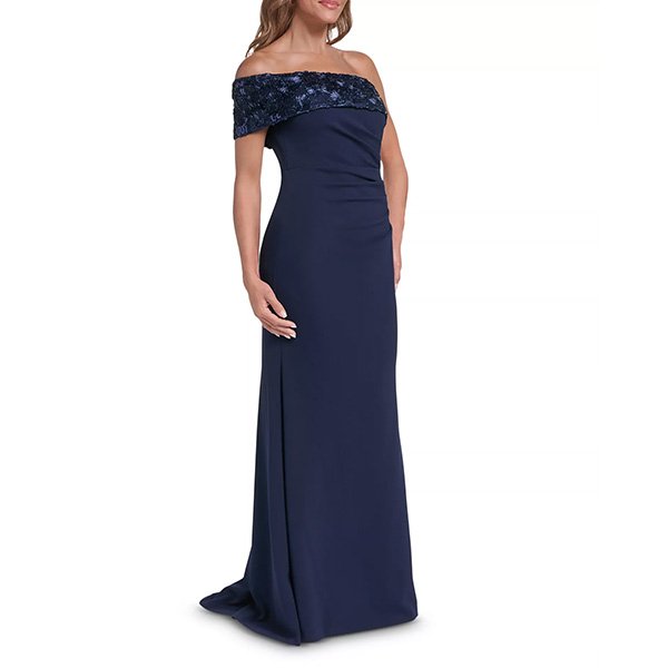 One Shoulder Gown - Side Pleat