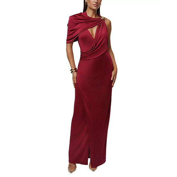 One Shoulder Maxi Dress - Drape Gown