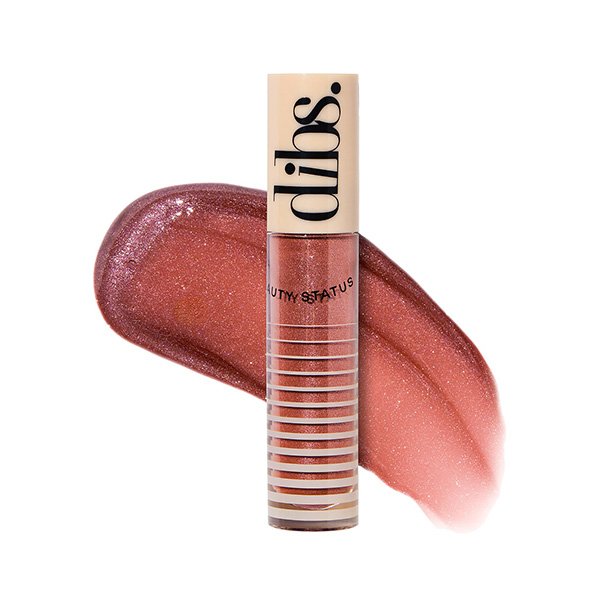 Shimmer Lip Gloss DIBS Go To Glossy Balm in MIMS warm mauve shimmer swatch