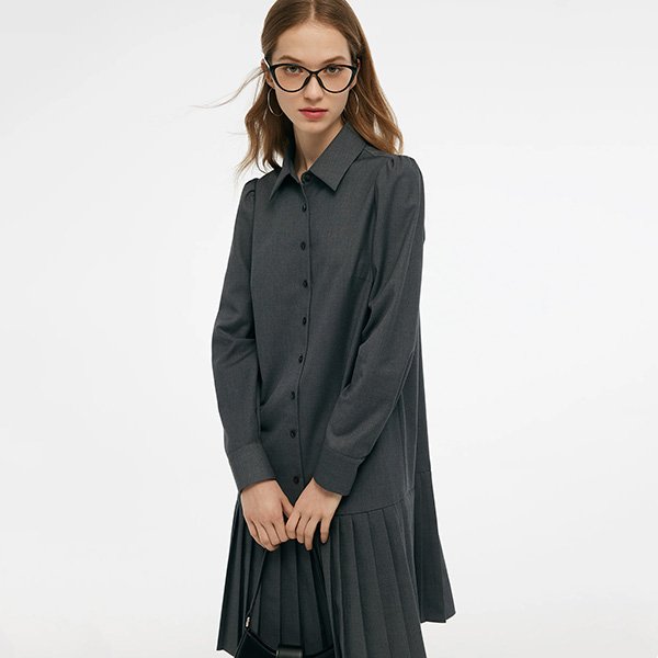 Shirt Dress Set - Knit Vest 2PC | Goelia