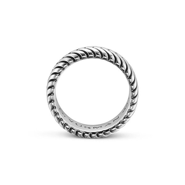 Silver Ring For Men Chevron sterling silver 925 angled view with V pattern