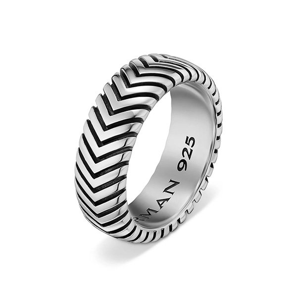 Silver Ring For Men - Chevron Band