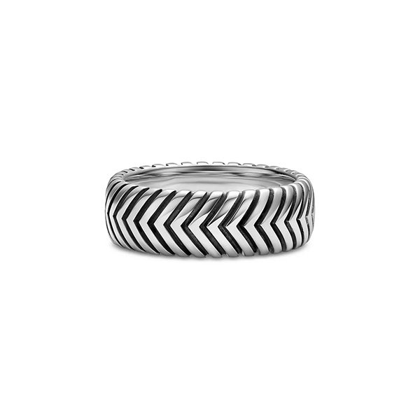 Silver Ring For Men - Chevron Band