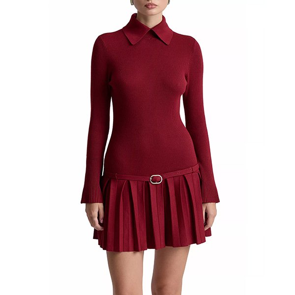 Sweater Dress - Belted Pleated | Avec Les Filles