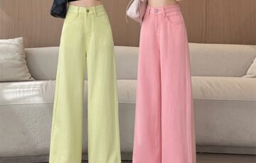 2025 Candy Color High Waist Wide Leg Jeans (1)