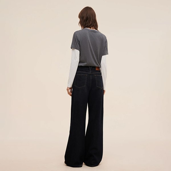 Denim Adjustable Waist Women Wide Leg Jeans 5