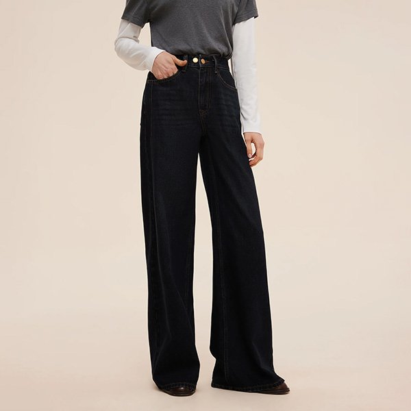 Denim Adjustable Waist Women Wide Leg Jeans 7