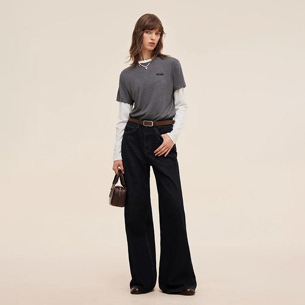 Denim Adjustable Waist Women Wide Leg Jeans 8
