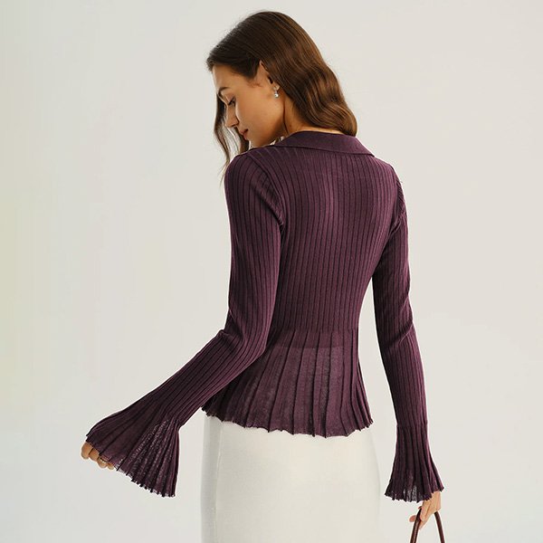 Purple Ribbed Knit Cardigan 4