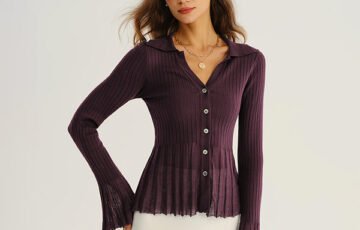 Purple Ribbed Knit Cardigan (5)