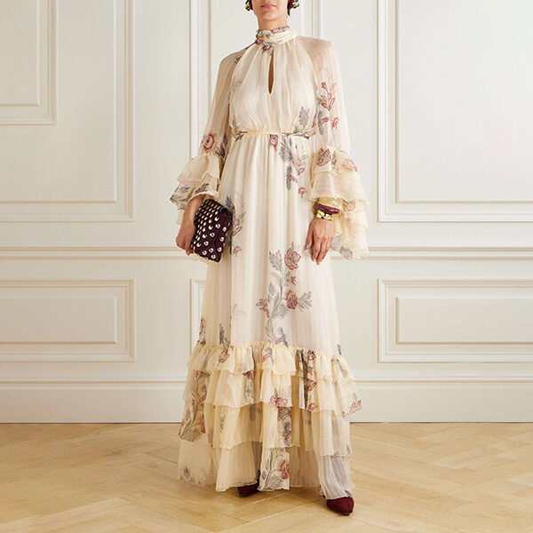 Etro Floral Silk Crepon Maxi Dress
