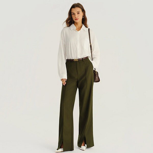 Green Straight Leg Work Pants