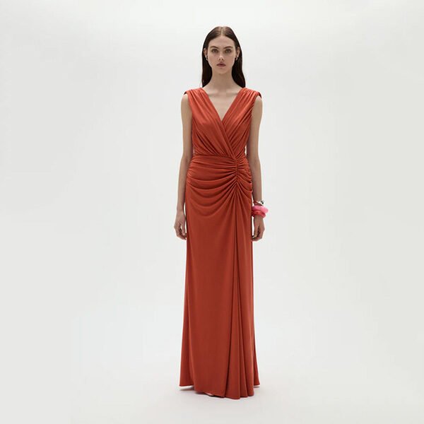 Amsale Jersey Draped Gown