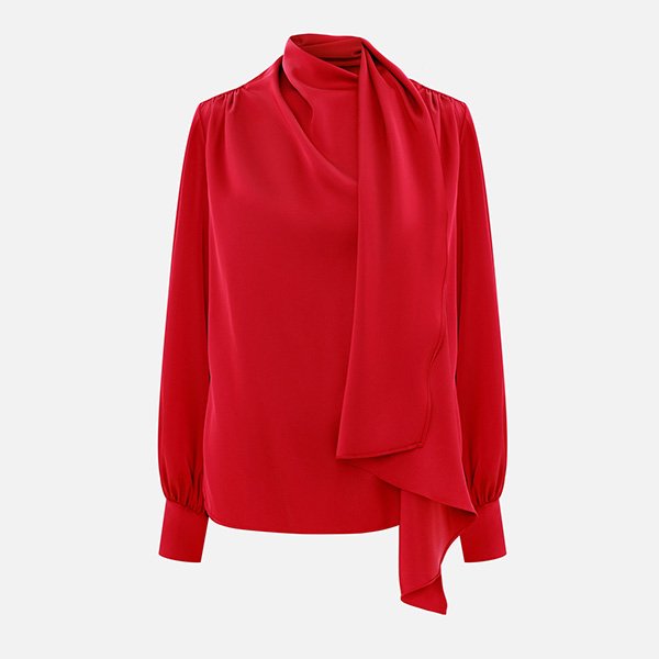 Lichi Puff Sleeve Blouse with Scarf (1)