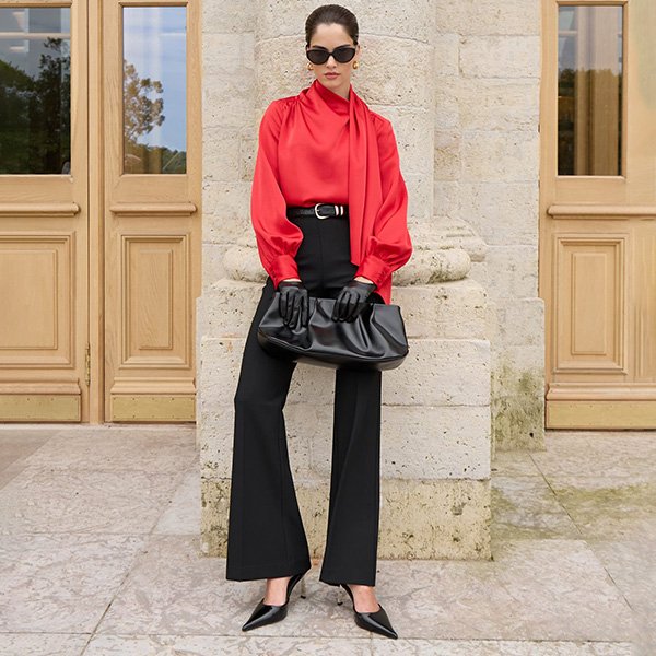 Lichi Puff Sleeve Blouse with Scarf (9)