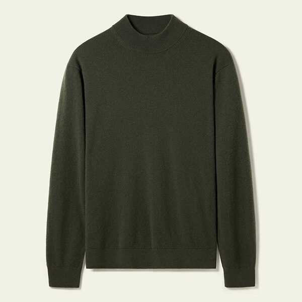 LILYSILK Cashmere Sweater Green | Mock Neck