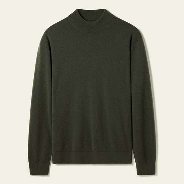 LILYSILK Cashmere Sweater Green | Mock Neck