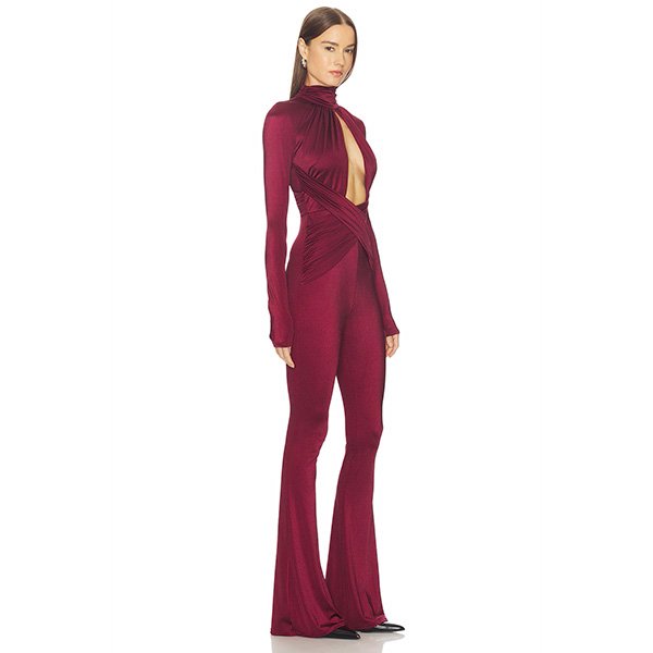 Michael Costello Salima Jumpsuit in Burgundy (2)