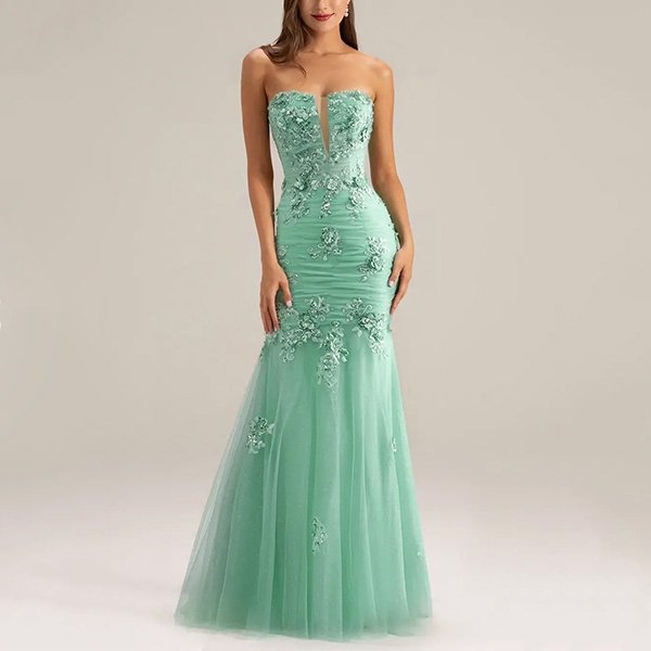 AW Caspar Gown Strapless Mermaid in Mint Green (1)